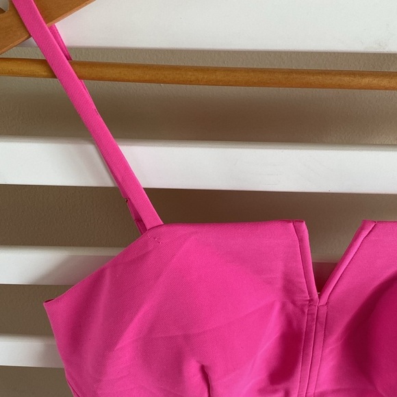 Laundry By Shelli Segal Hot Pink Split Front Sheath Formal Cocktail Gown Size 4 - Picture 9 of 16